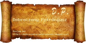Debreczeny Petróniusz névjegykártya